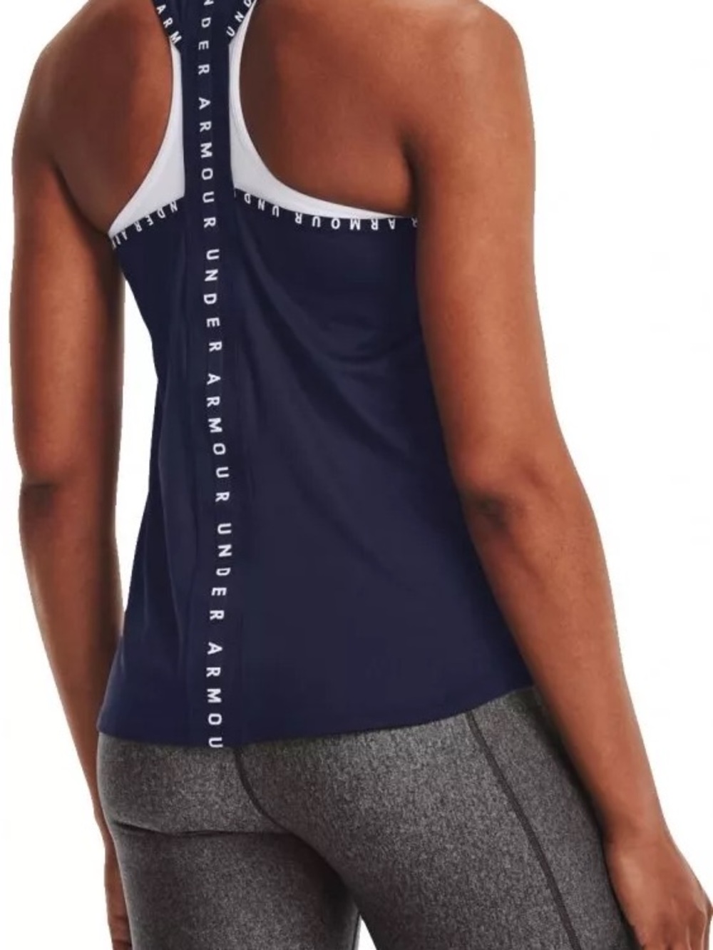 Under Armour Navy and White Racerback Training Tank Top